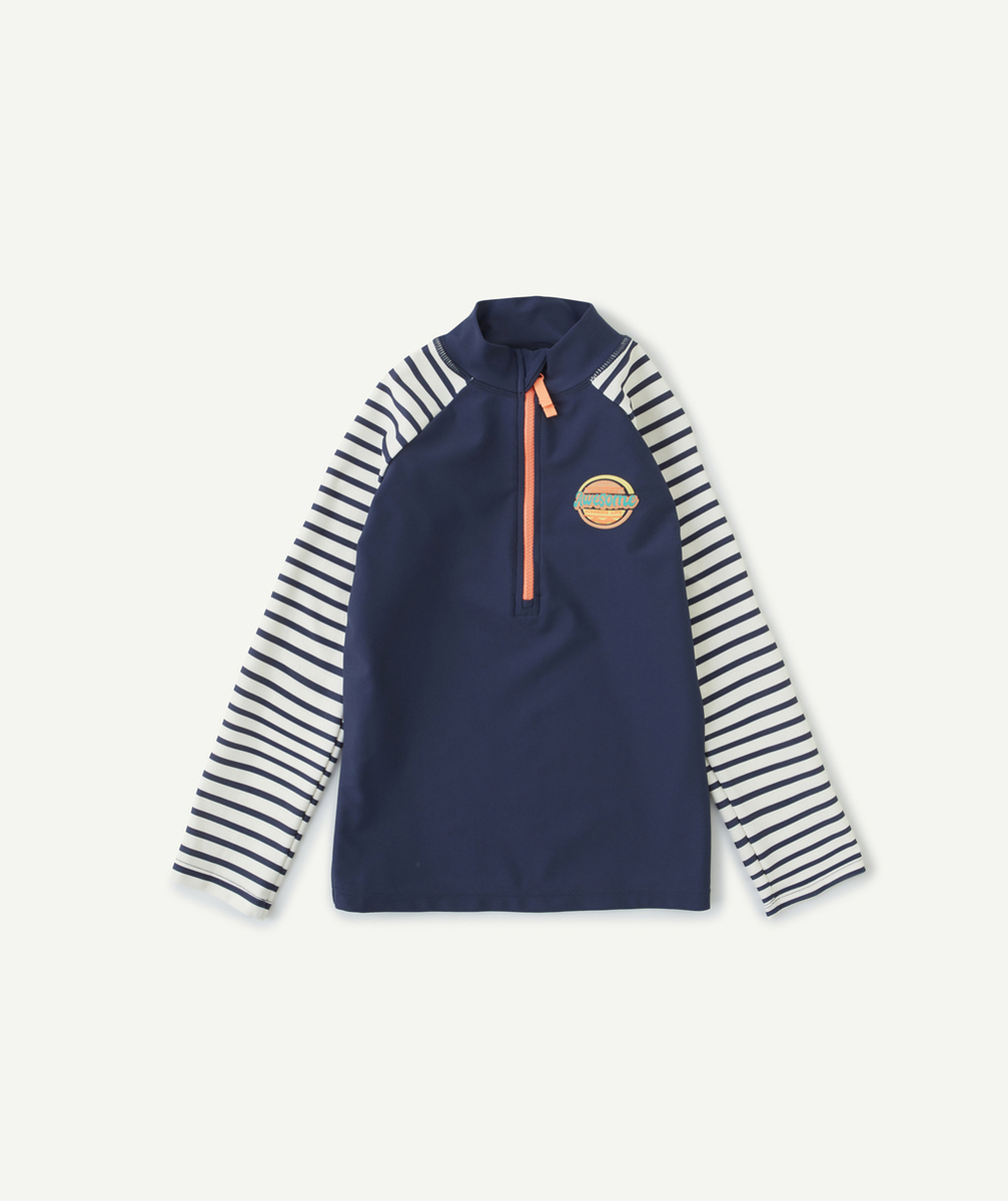 T-SHIRT DE BAIN GARÇON ANTI-UV EN FIBRES RECYCLÉES DEMI-ZIPPÉ