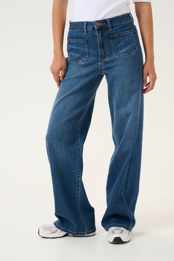 Kaffe KAkarla HW Flared Jeans Medium blue washed denim