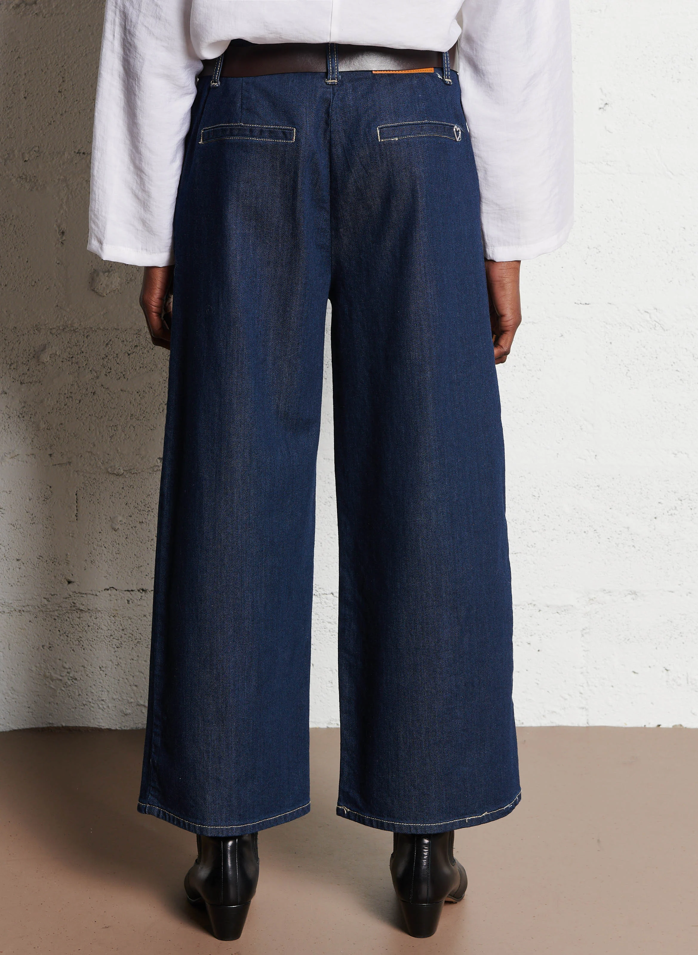 Jean large en coton mélangé | Bleu