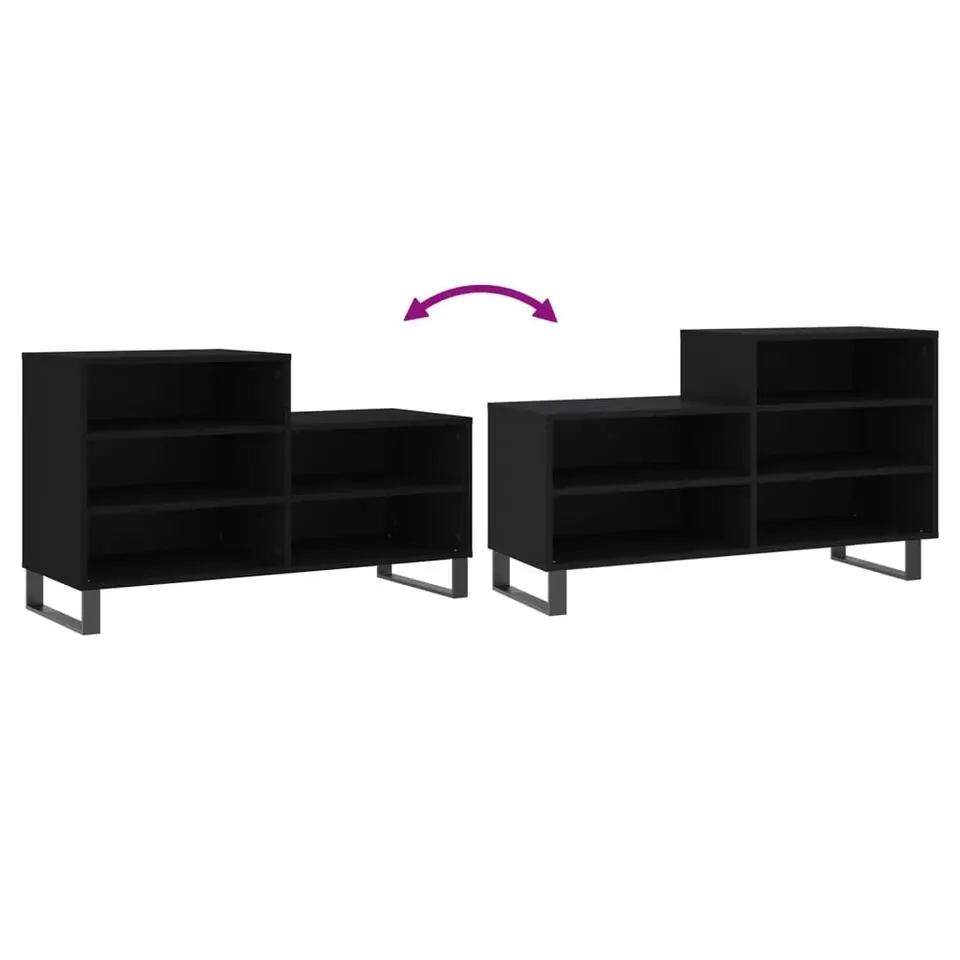 vidaXL - Schoenenkast 10 paar met metalen U-poten - Zwart - Hout - 102x36x60 cm