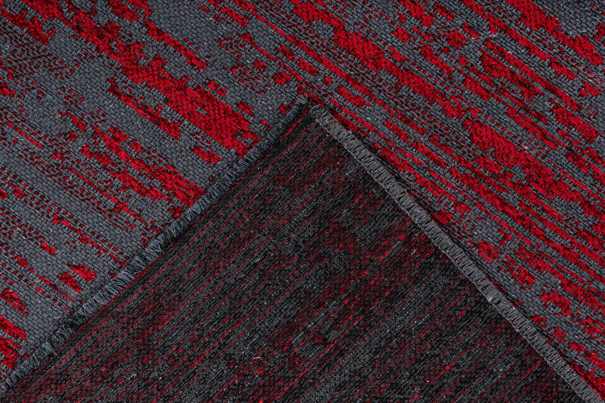 Flachgewebeteppich KALEVI 100 - rot - mit 3D-Struktur - 80x150 cm