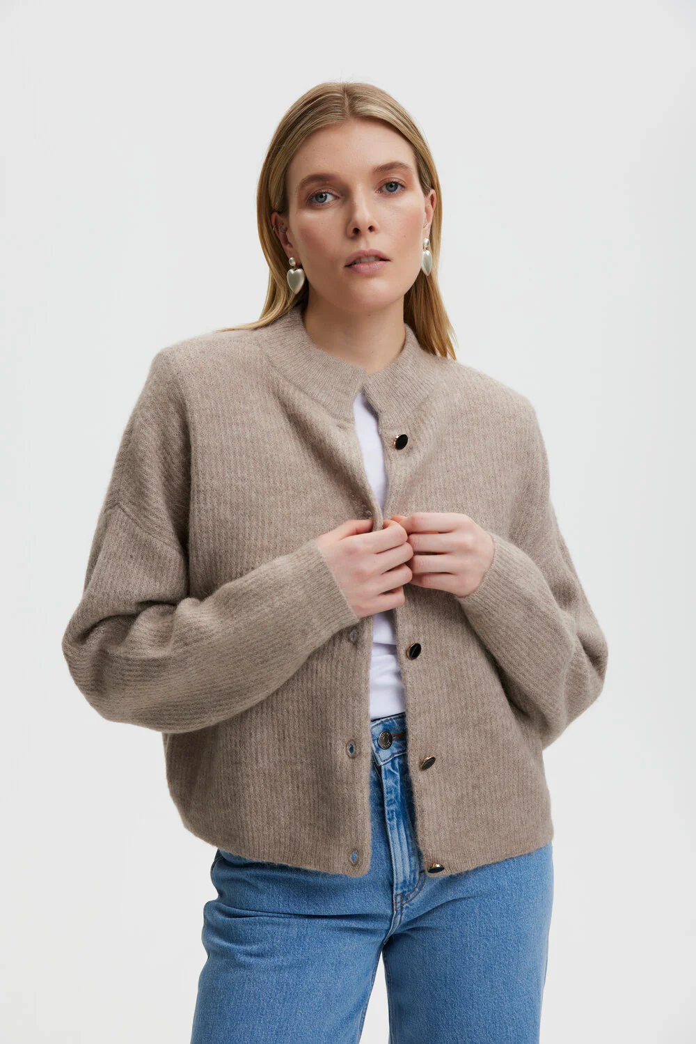 GESTUZ  AlphaGZ uldcardigan - Warm Sand Melange