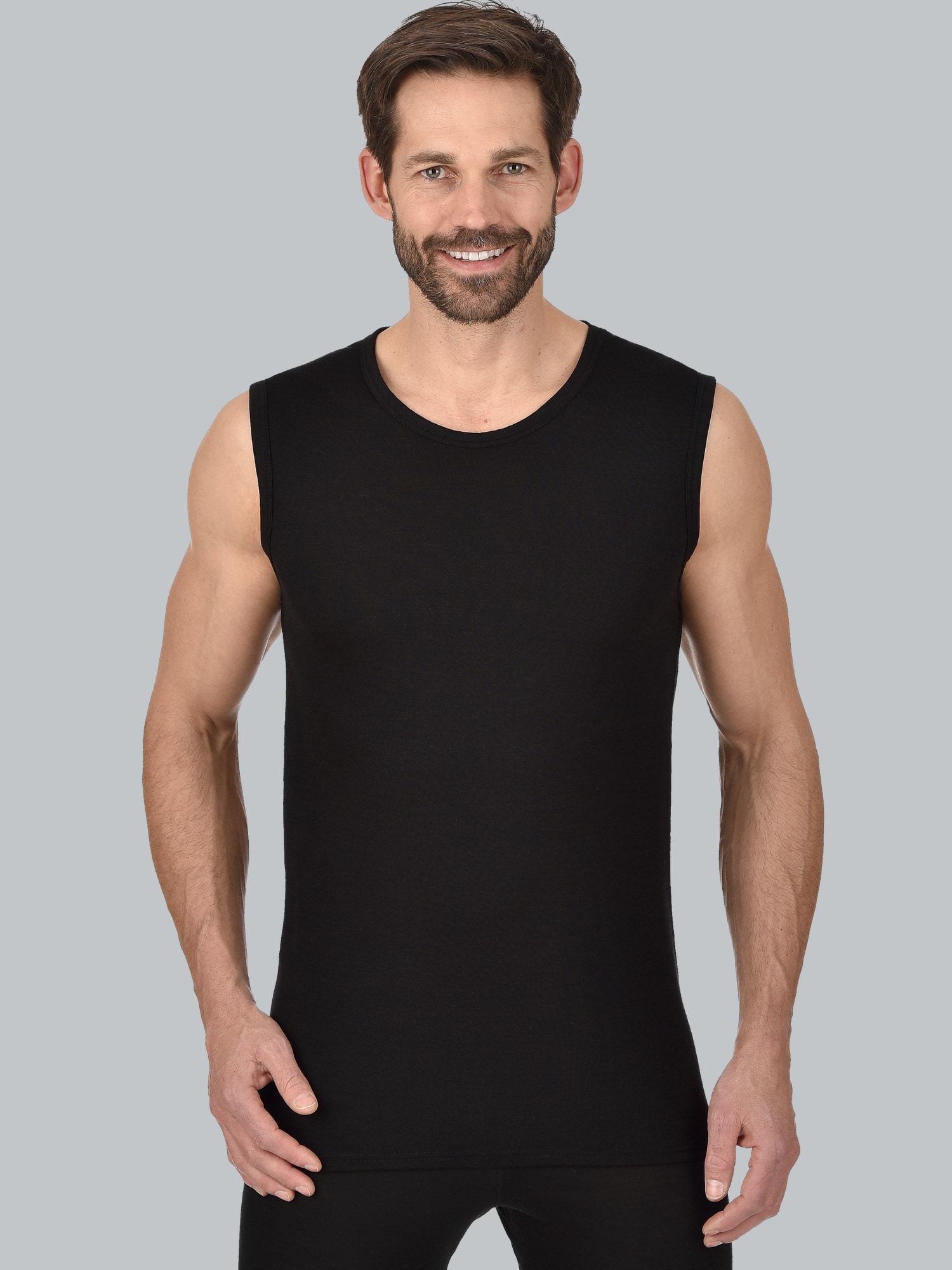 Trägershirt Merinowolle Schwarz