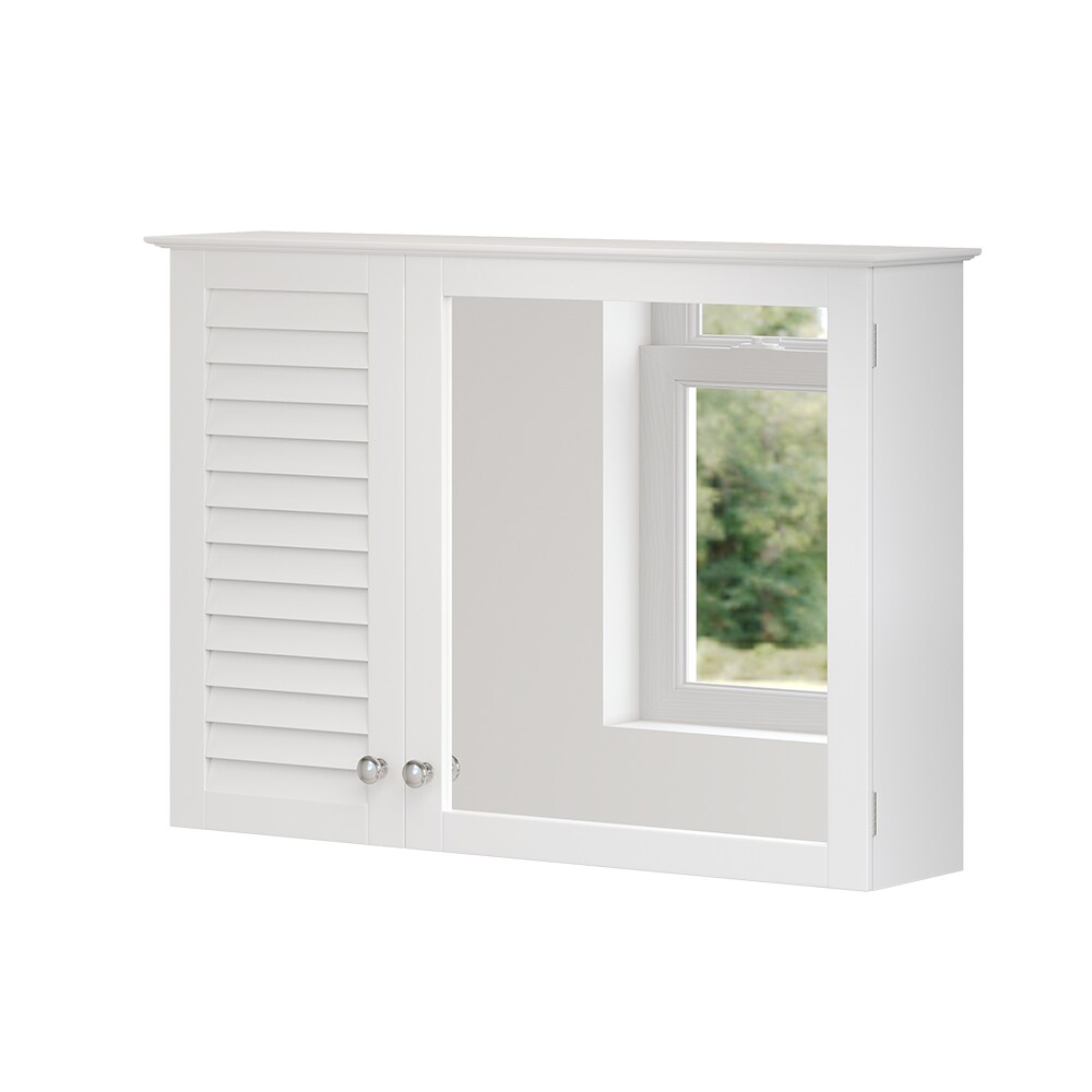Vicco Spiegelschrank Riad, 68 x 49 cm, Weiß, Glasschrank mit 2 Türen, Badezimmer
