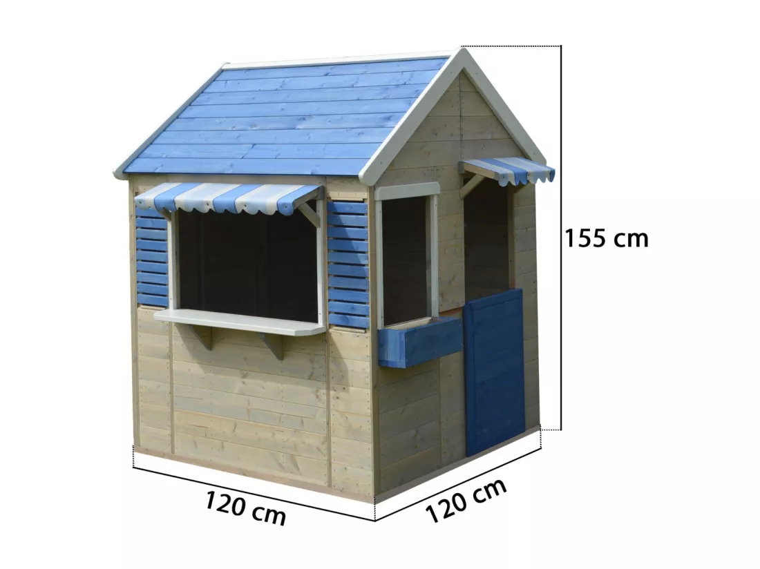 Kangui - Maison de jardin enfant extérieur - Cabane en Bois avec plancher - Toit étanche - Bleu et Blanc
