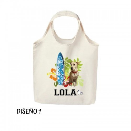 Bolsa de tecido havaiano com alça redonda e cor personalizável branca.