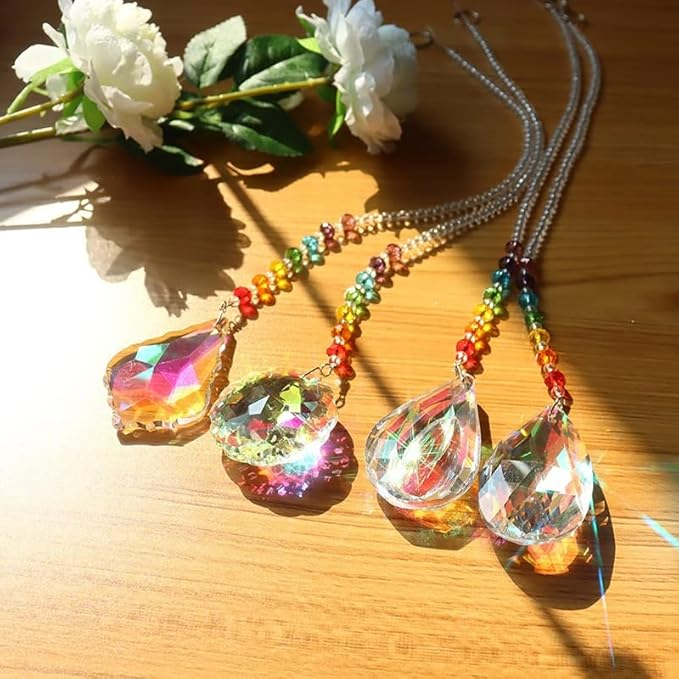 (35cm) Kristall Fenster Deko Regenbogen Windspiel Sonnenfänger Anhänger Outdoor Accessoire