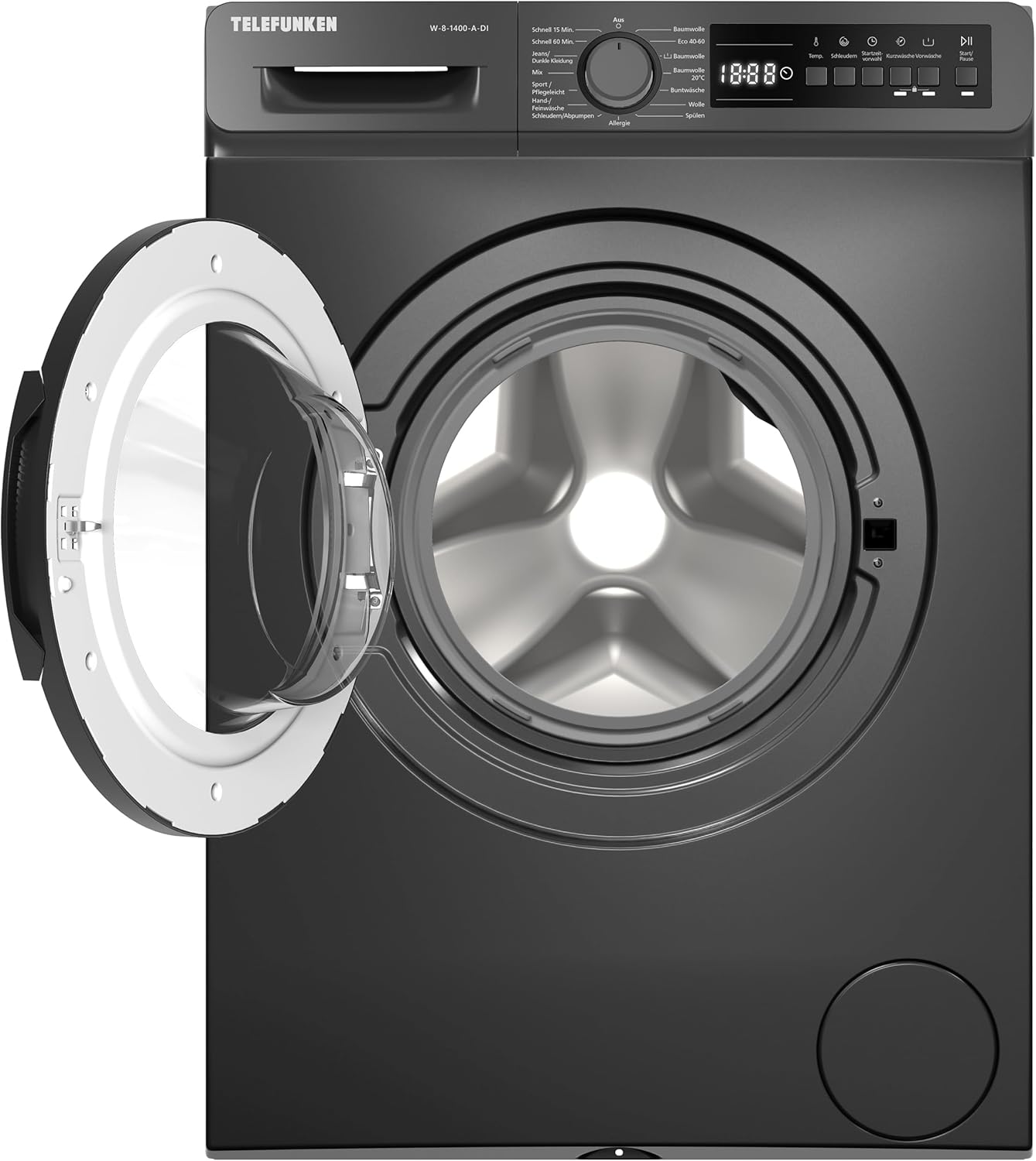 Telefunken Waschmaschine 8kg | Frontlader 1400 U/Min. | Inverter Motor - Leise & Effizient | AquaStop - Schutz vor Wasserschäden | Schontrommel | Washing Machine | 15 Programme | EEK A | W-8-1400-A-DI