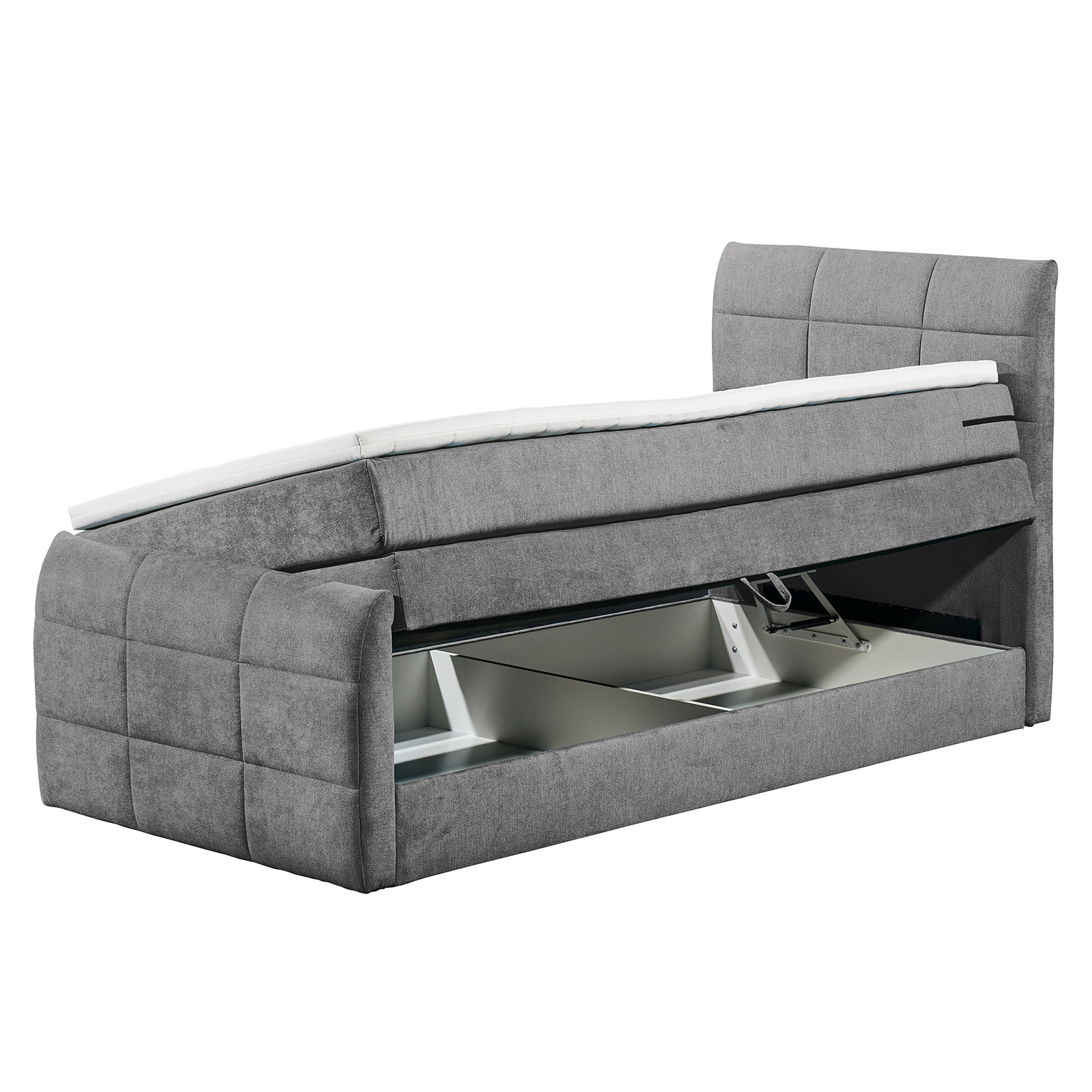 Boxspringbett - dunkelgrau - H2 - 100x200 cm