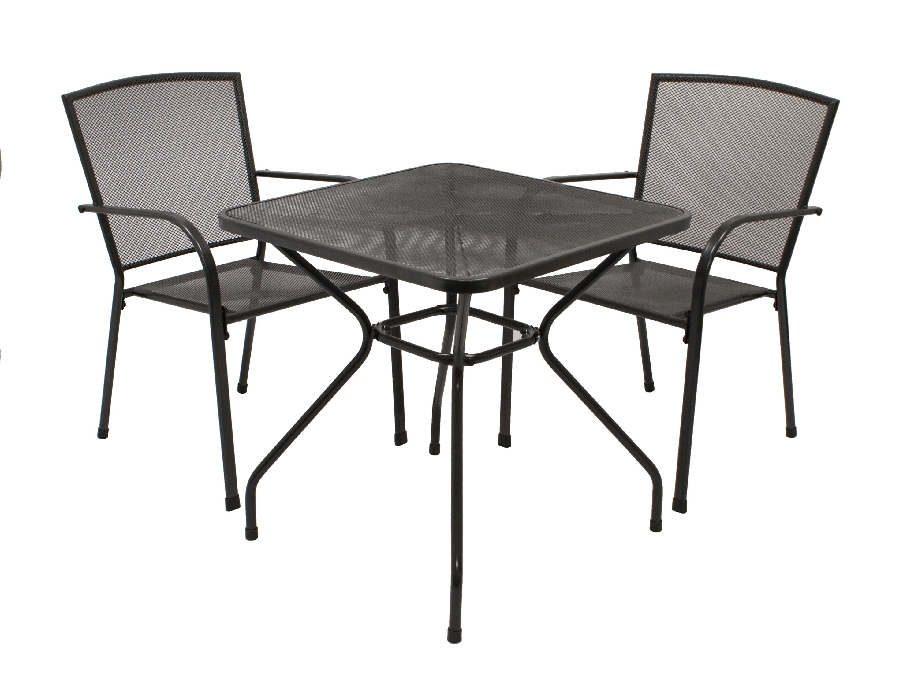 DEGAMO Garnitur CLASSIC 3-teilig, Streckmetall anthrazit (Tisch 70x70cm)