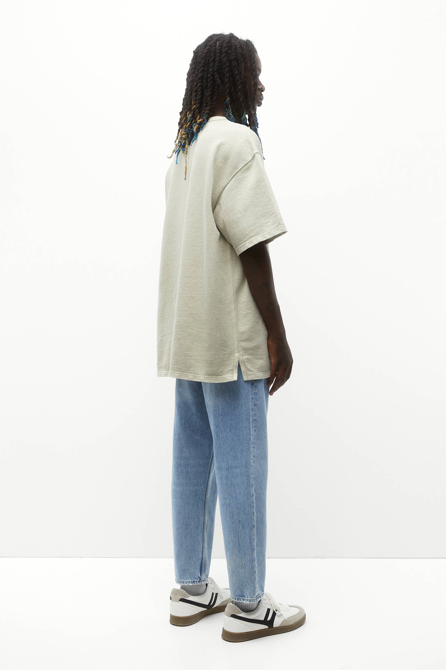 Calça jeans de corte relaxado, azul médio - azul escuro
