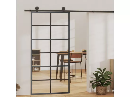 Porte coulissante et quincaillerie Verre et Aluminium 90x205 cm
