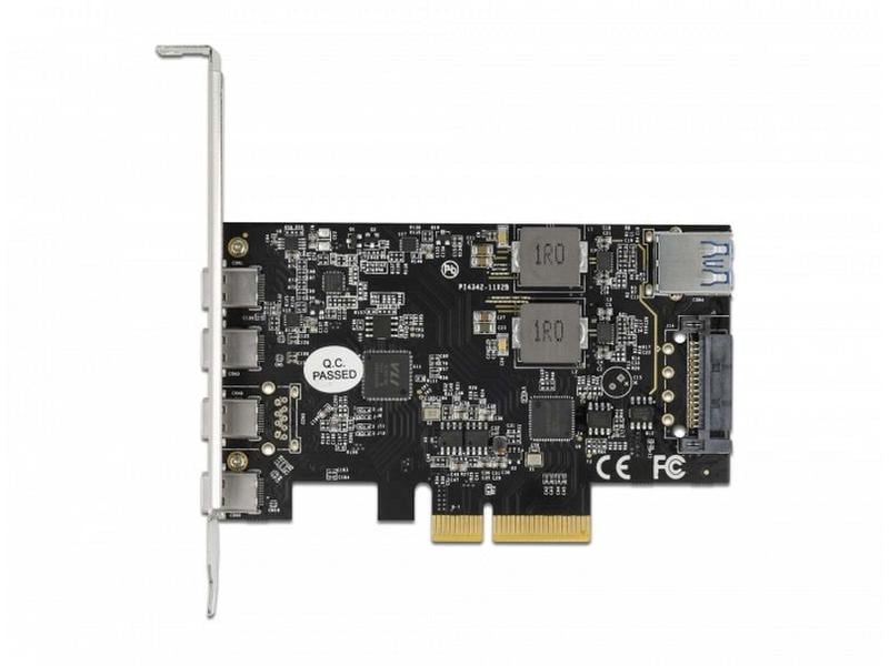 Delock PCI-Express-Karte 90059 USB 3.1 Gen2 - 4x USB-C PCIe-Schnittstellenkarte mit vier externen und einem Internen USB-Anschluss