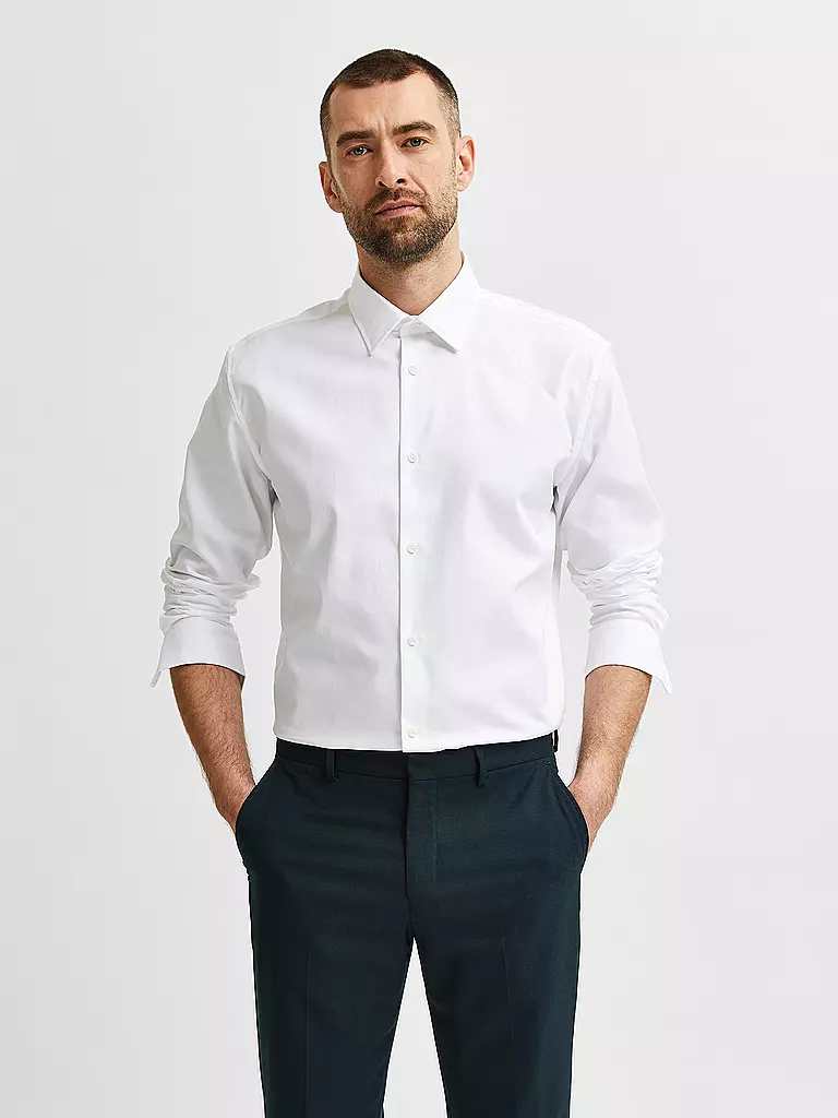SELECTED Hemd Slim Fit SLETHAN weiss