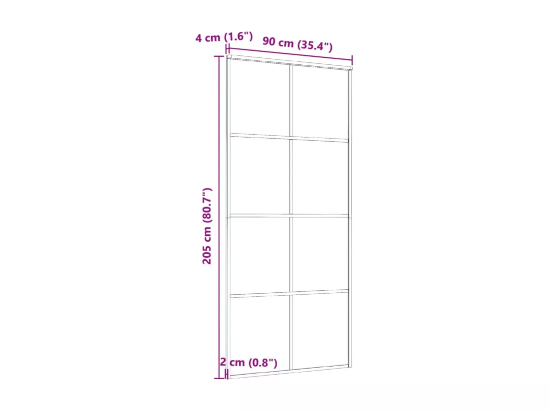Porte coulissante Aluminium et verre ESG 90x205 cm Noir