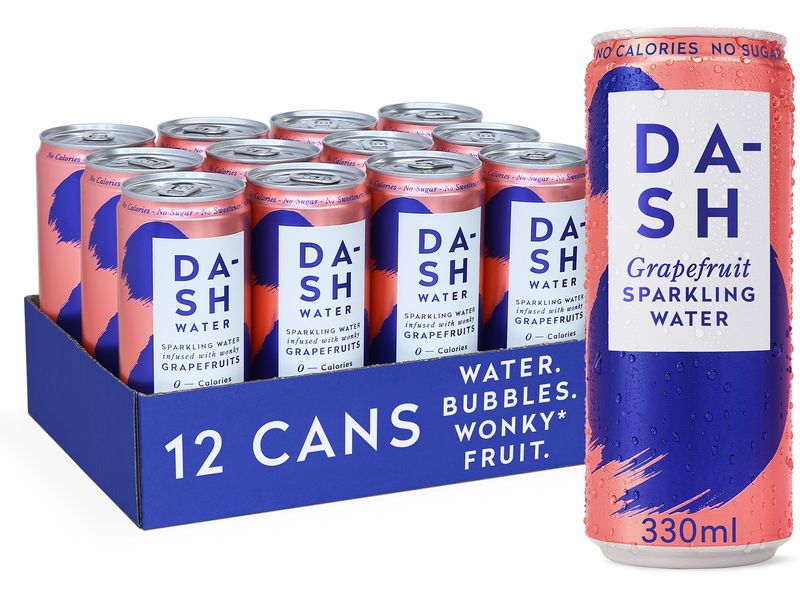 Dash Water Soft-Drinks Sparkling Grapefruit 12 x 0.33 l Kohlensäurehaltiges Erfrischungsgetränk mit Grapefruitgeschmack