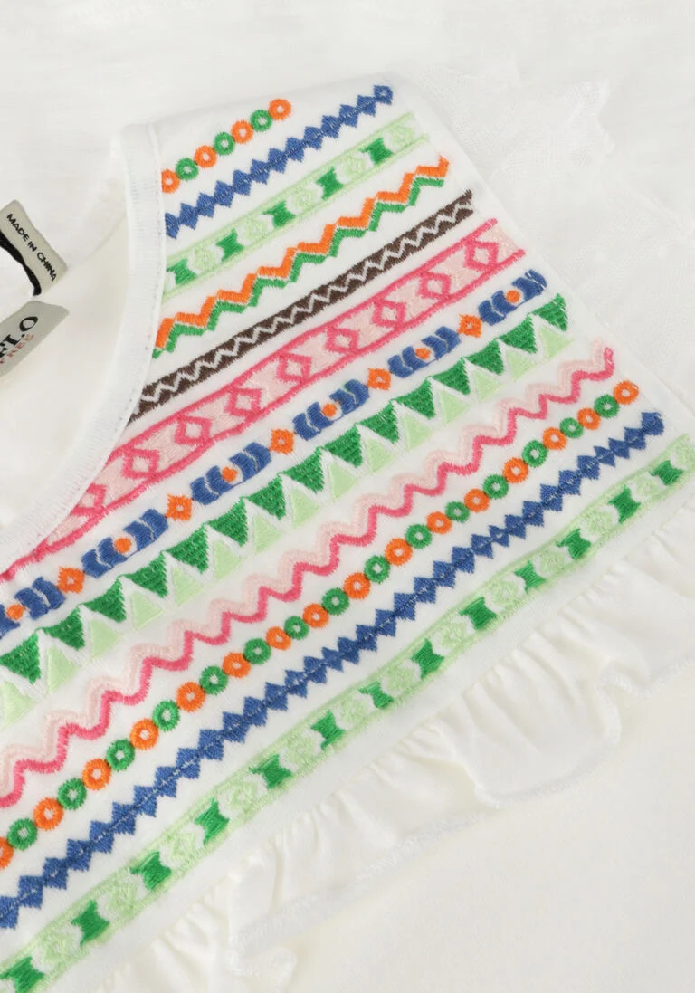 LIKE FLO witte like flo top slub jersey tee fancy mesh