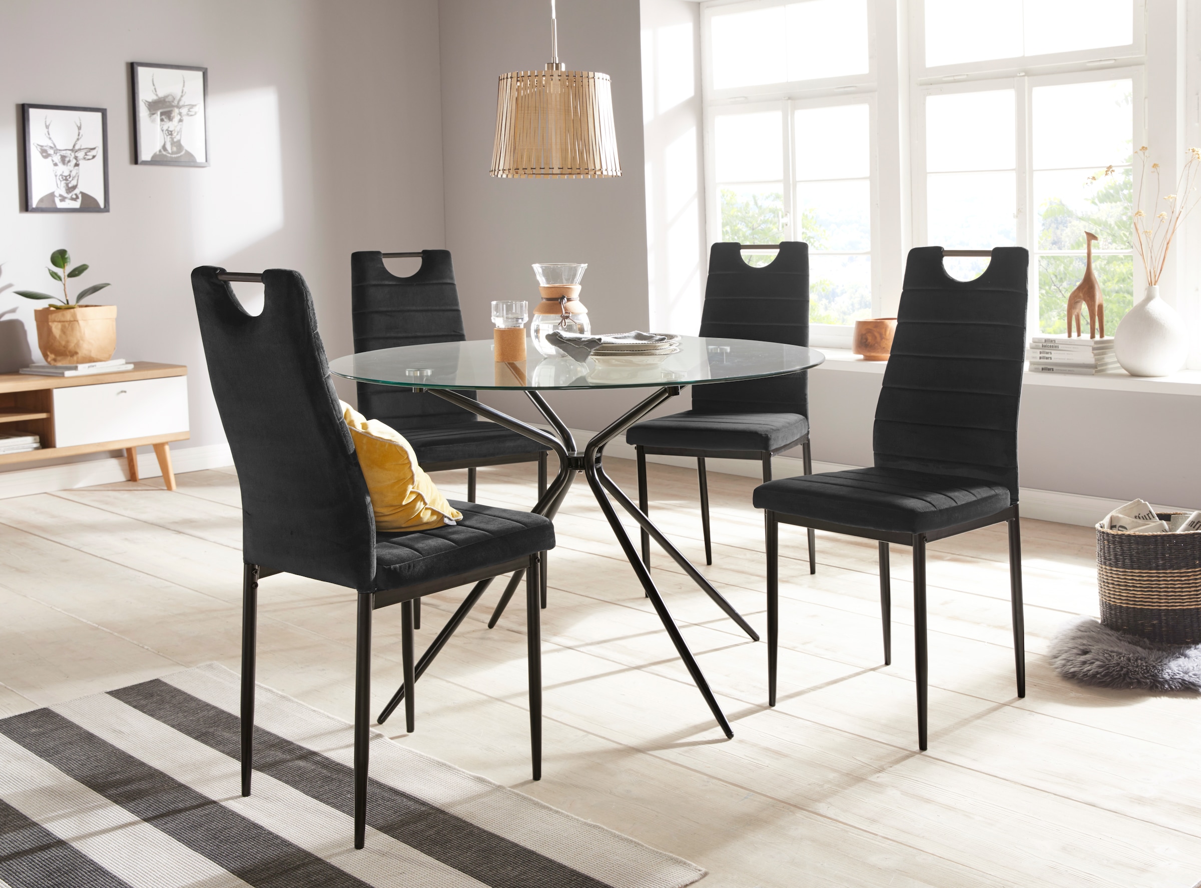 INOSIGN Glastisch »Silvi, TOPSELLER!« Esstisch, Glastisch, OTTOs Choice,  rund, Ø 110 cm, schwarzes Metallgestell