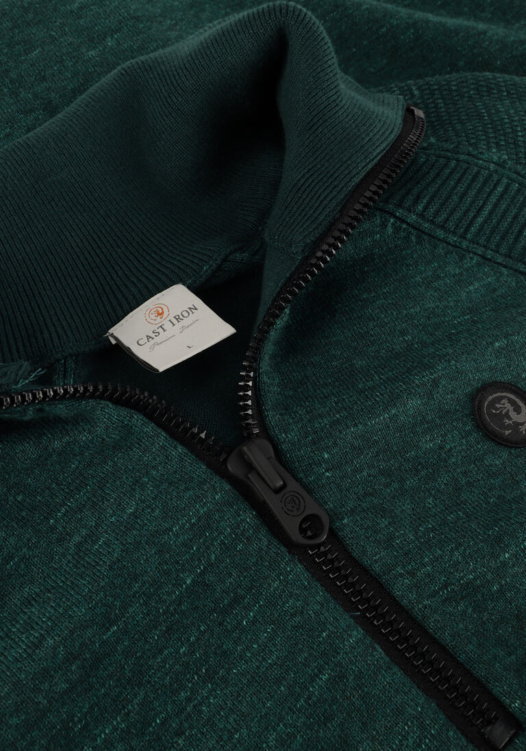 CAST IRON groene cast iron trui half zip collar cotton heather plated half zip