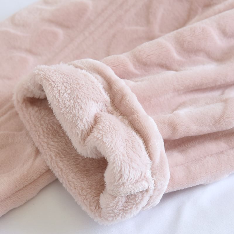 molpes - Effen fleece pyjamabroek met elastische taille