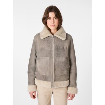 Damen-Wendejacke Lammfell, Hellgrau