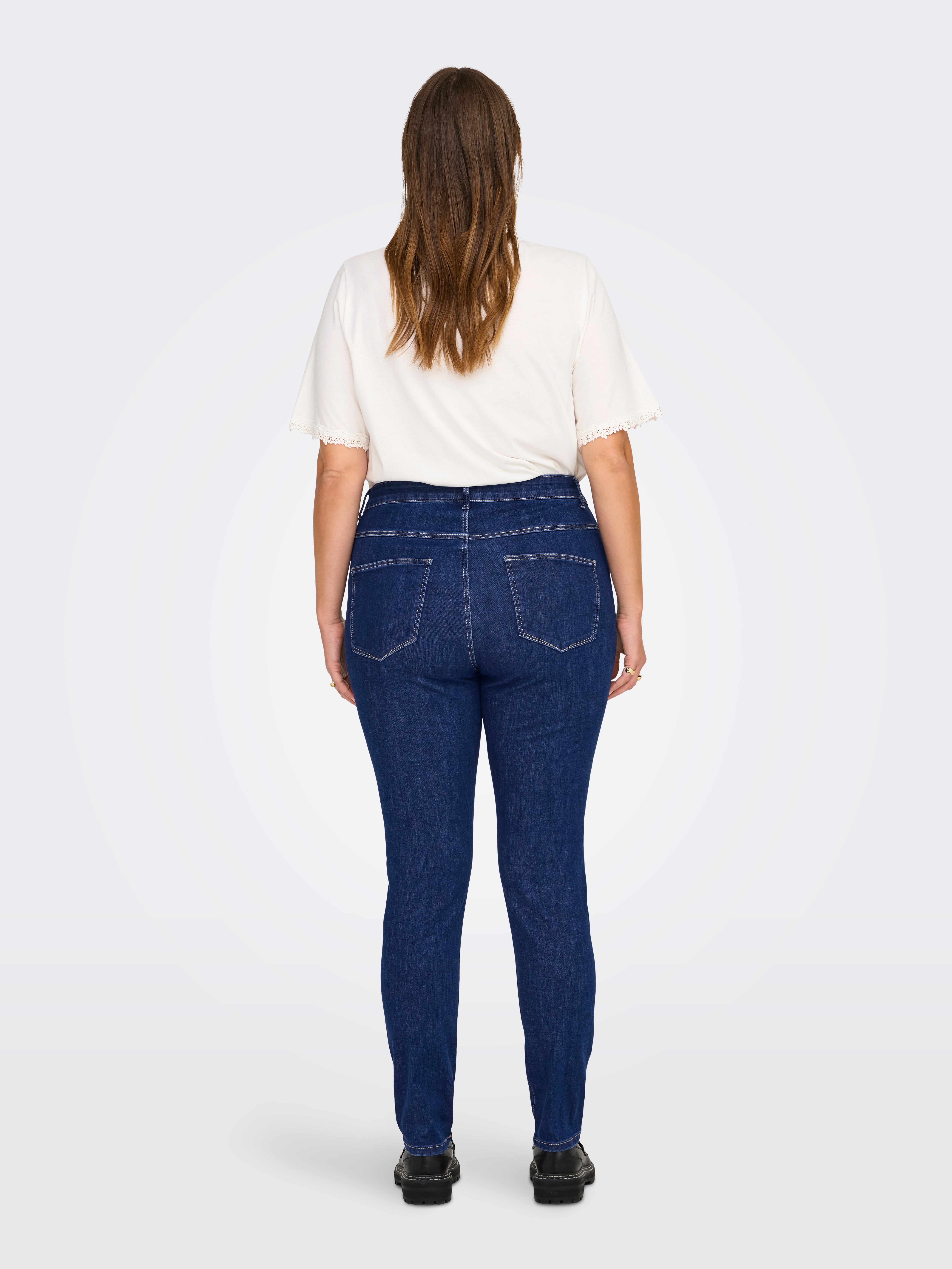 CARROSE Hohe Taille Skinny Fit Jeans Medium Blue Denim