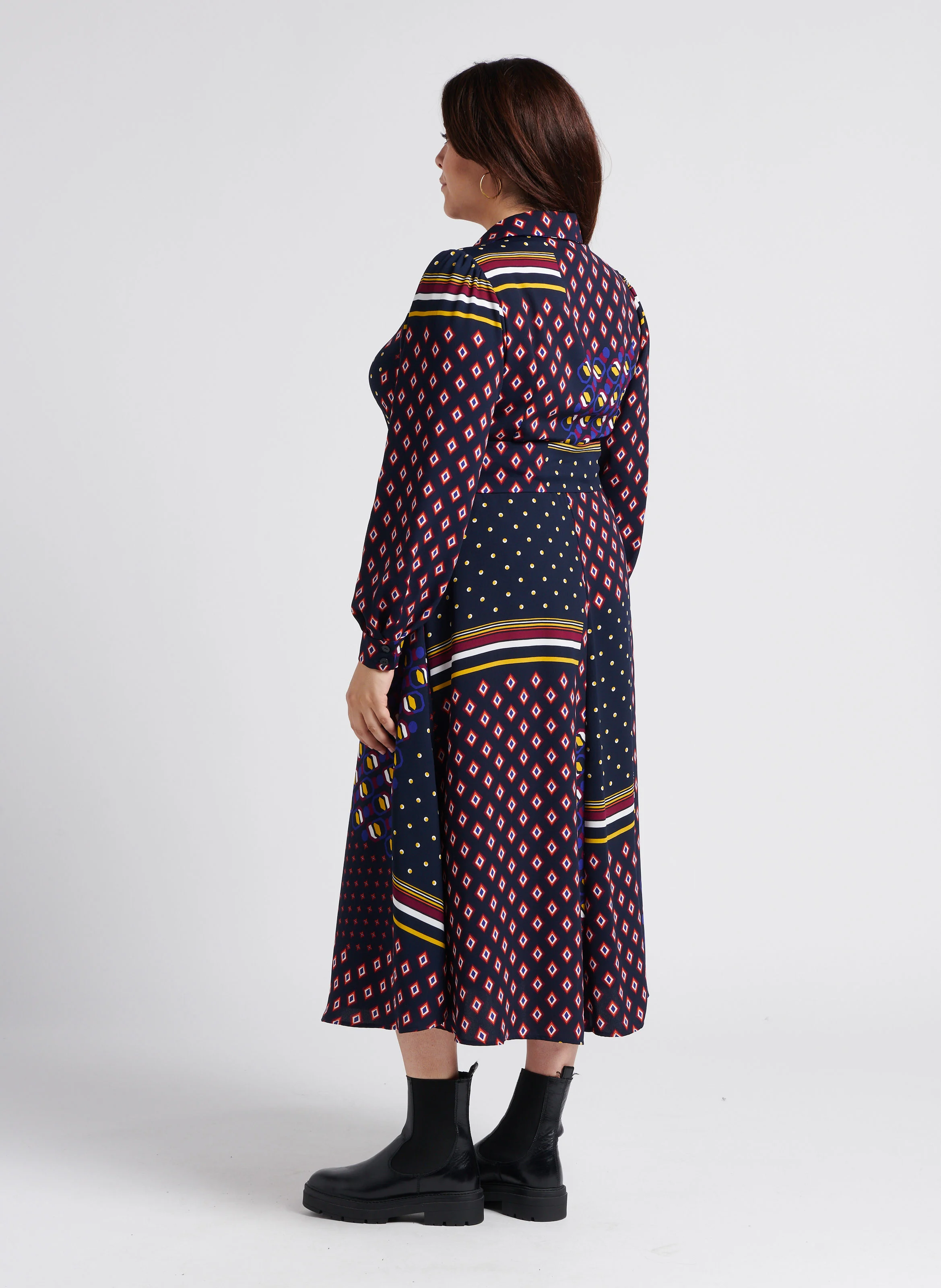 DARIA - Robe chemise longue à imprimé| Bleu