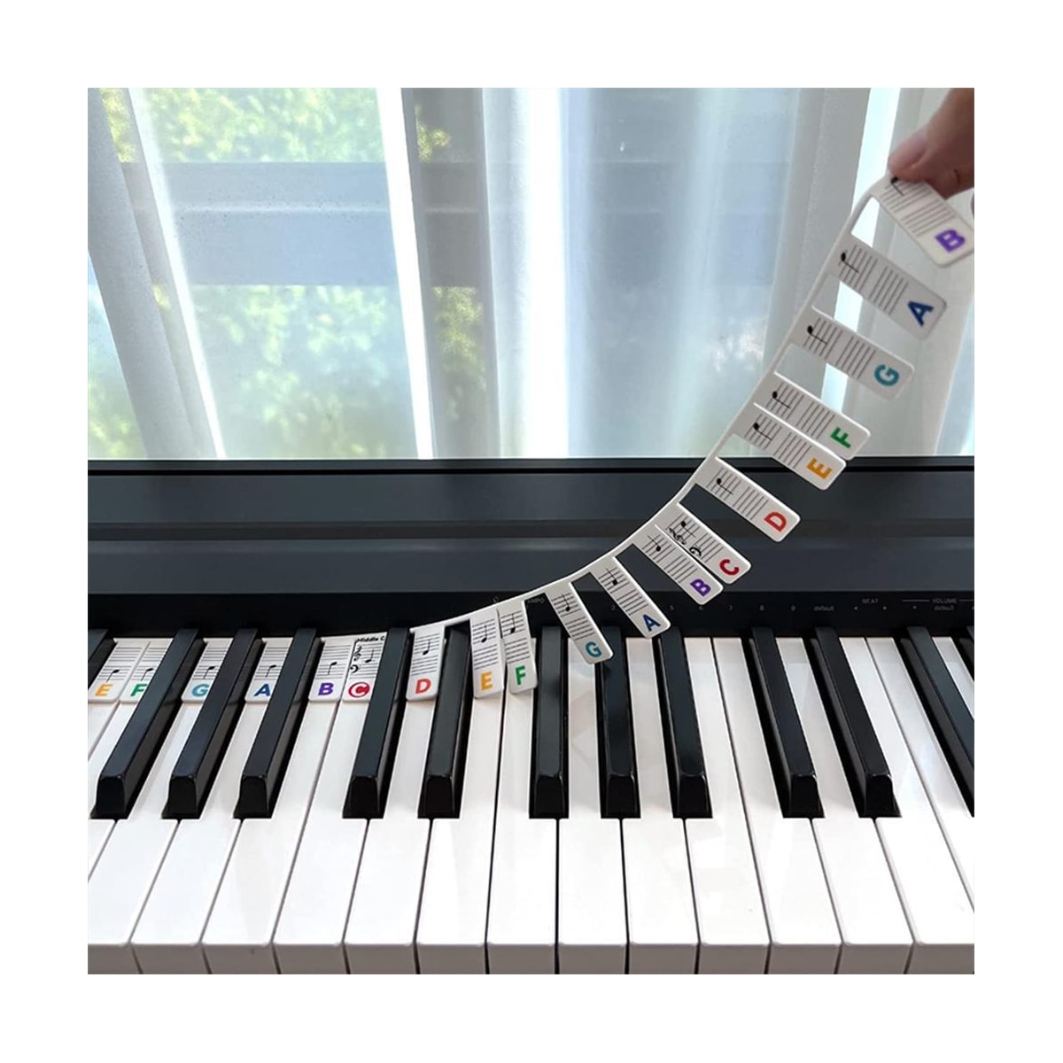 Avtakbare piano- og keyboardetiketter, 88 tangenter Flerfarget