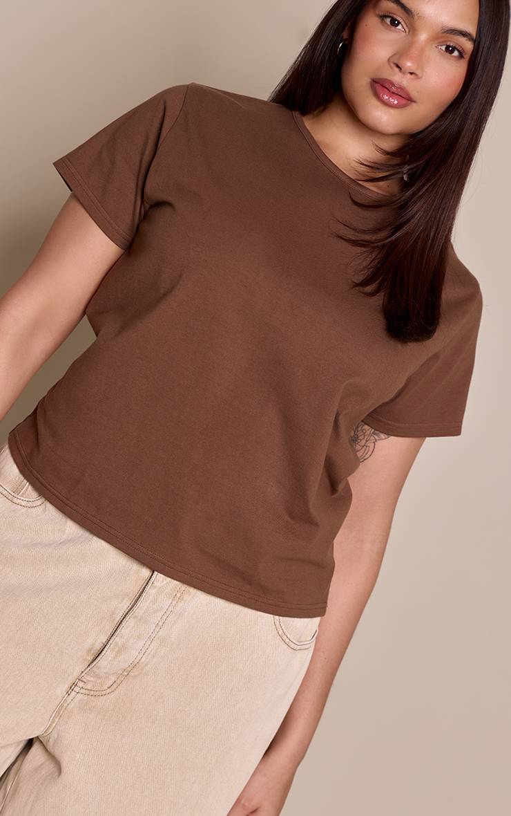 Chocolat T-shirt Grande Taille En Coton Premium À Manches Courtes