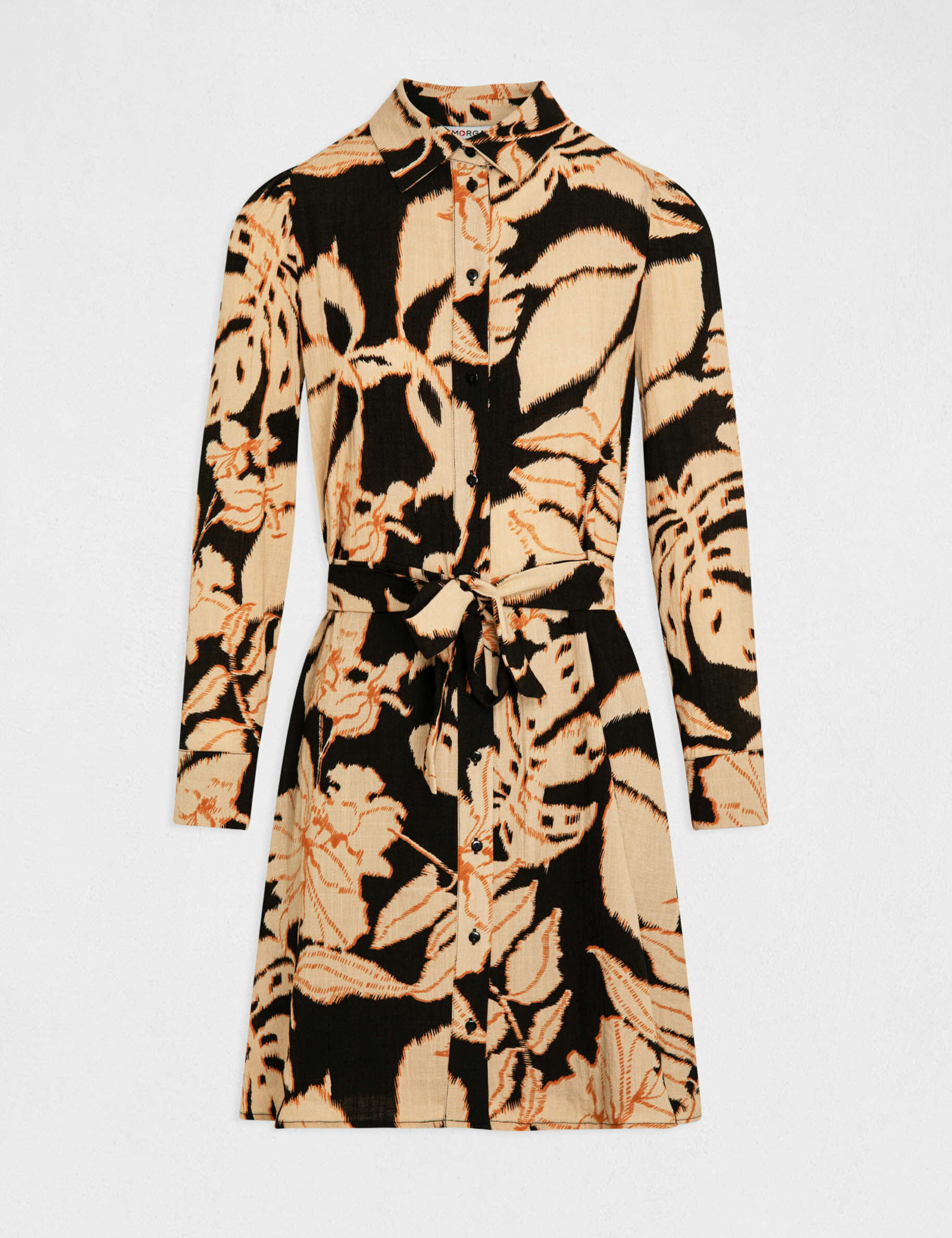 Robe chemise droite imprimé végétal multico femme - multico