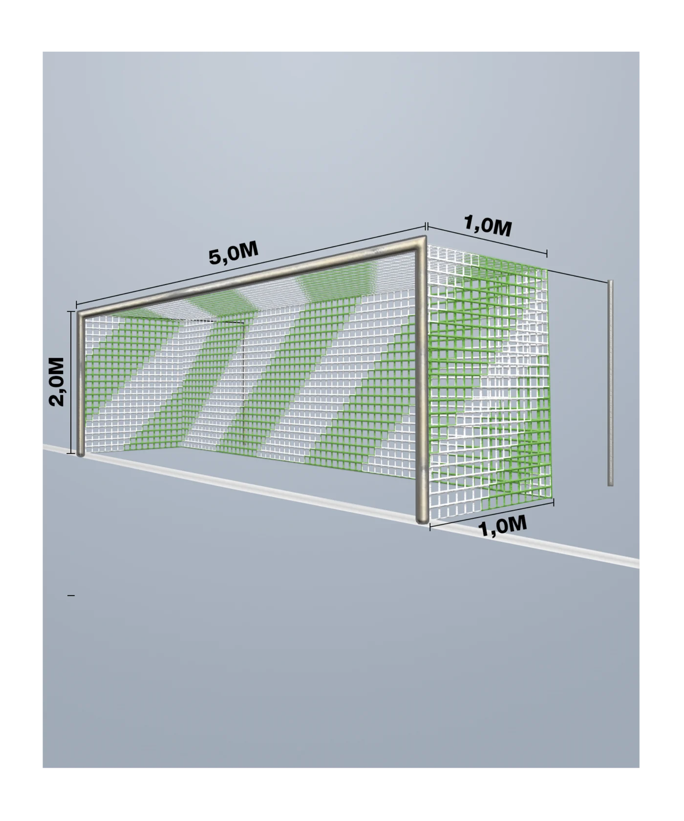 Cawila Tornetz 5,15x2,05m | Tiefe 1,0x1,0m | Maschenweite 12cm | Stärke 4mm | grün/weiß