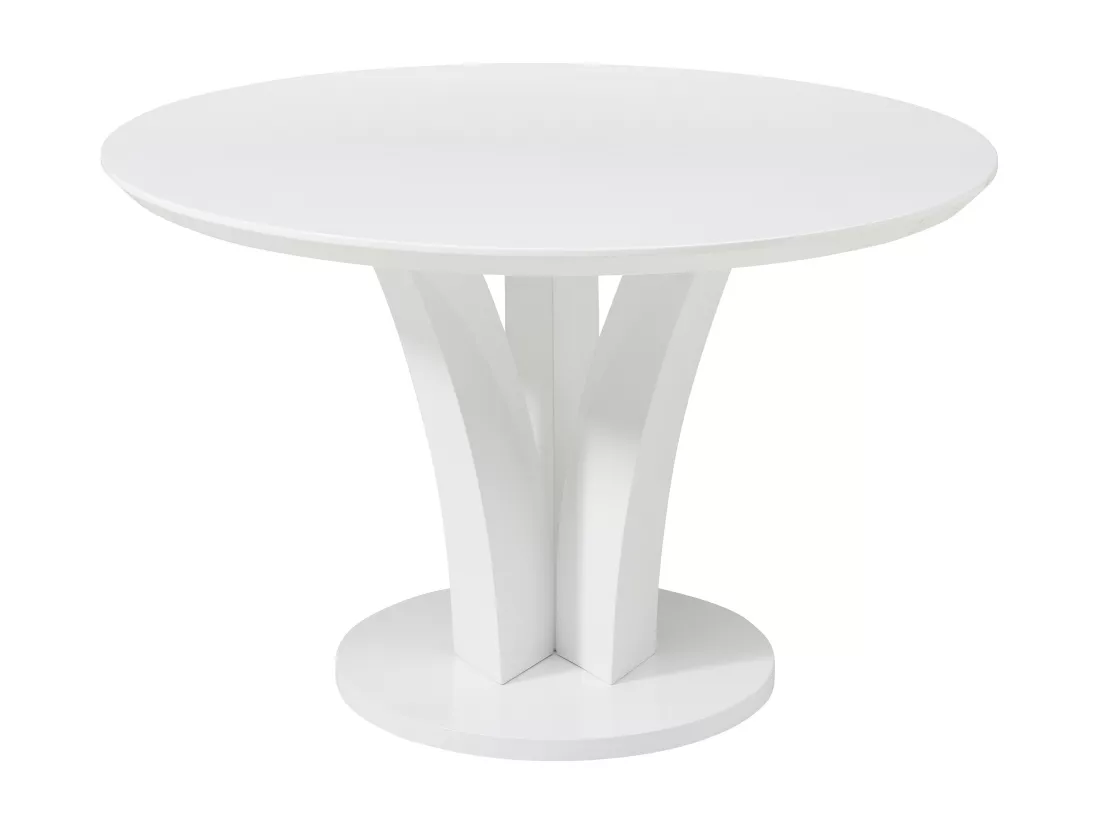 Table à manger ronde 4 personnes en MDF - Blanc laqué - VIALETA