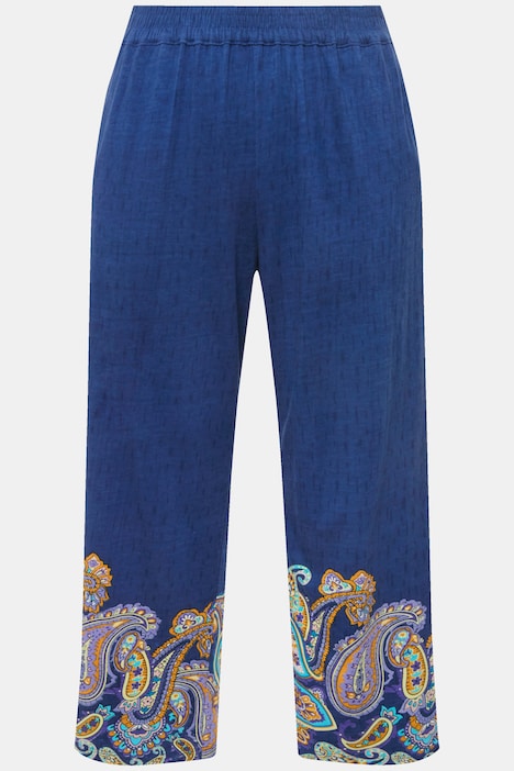 7/8-Jerseyhose, Paisleybordüre, weites Bein, Elastikbund