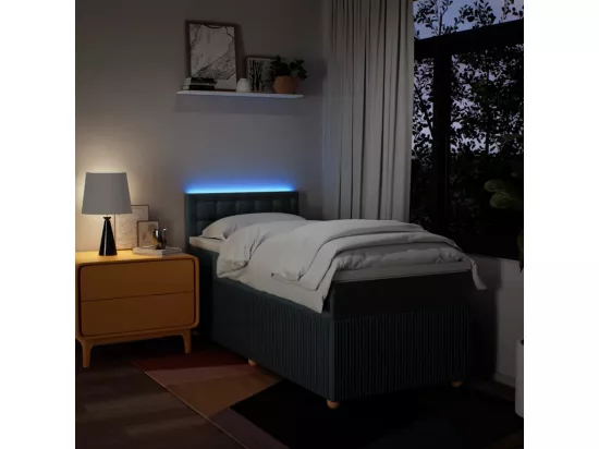Sommier à lattes de lit avec matelas Bleu 90x190 cm Tissu