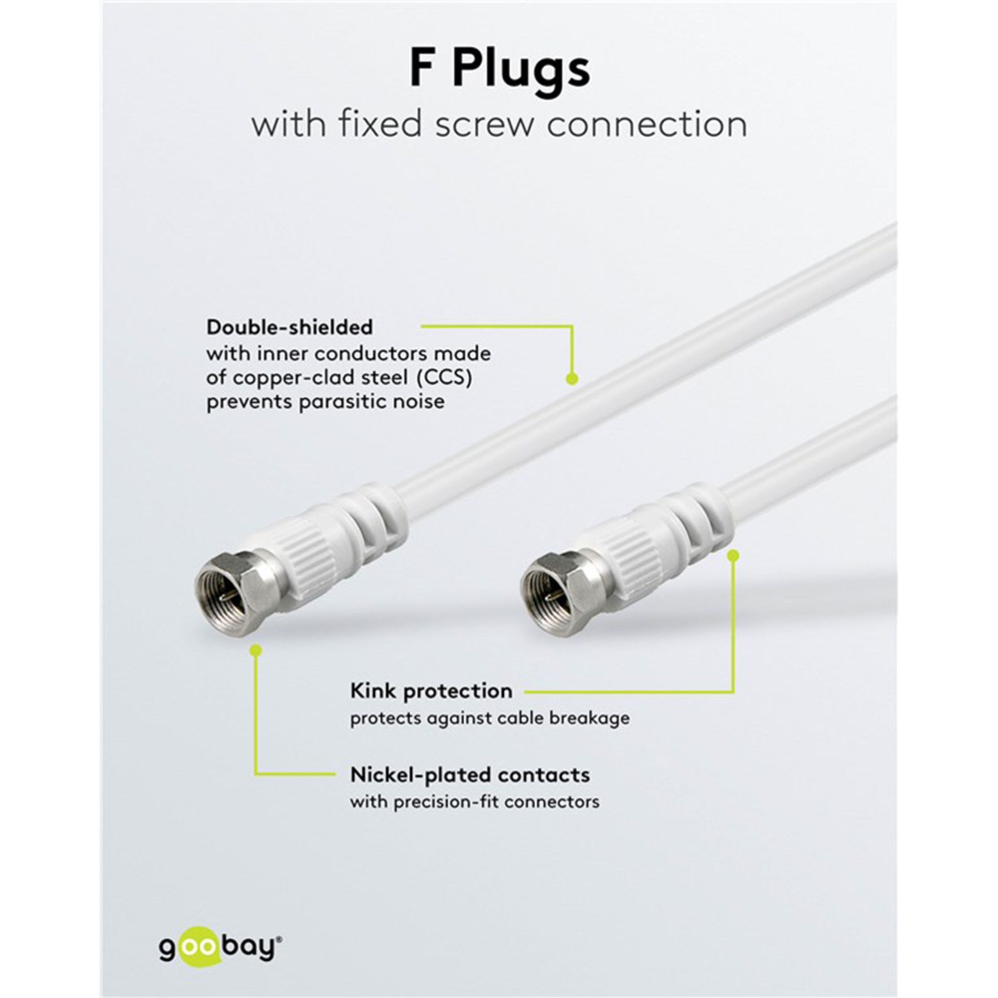 F-kabel - Hvit 2,5 m