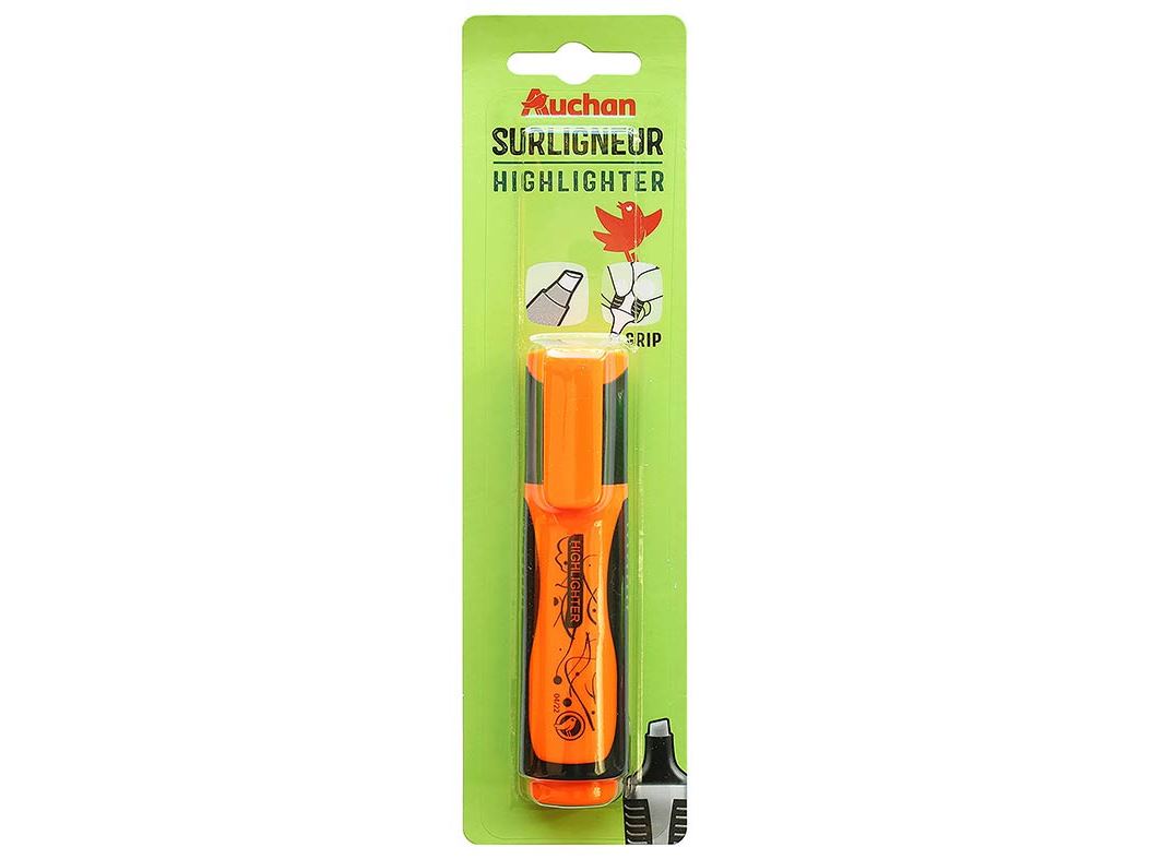 SUBLINHADOR AUCHAN FLUORESCENTE LARANJA