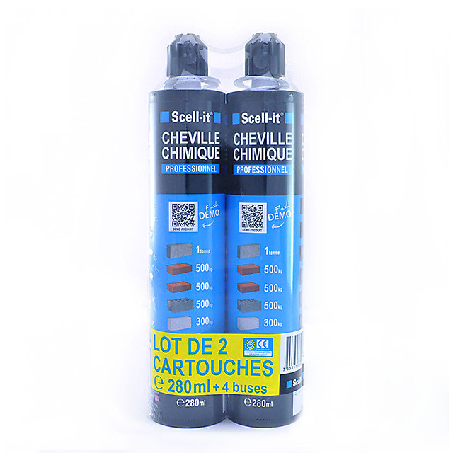Lot de 2 cartouches de scellement chimique 280 ml