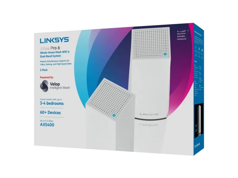 Linksys Atlas Pro 6 - Wi-Fi-system - (2 routere) - op til 5400 sq.ft - mesh 1GbE - Wi-Fi 6 - Dual Band
