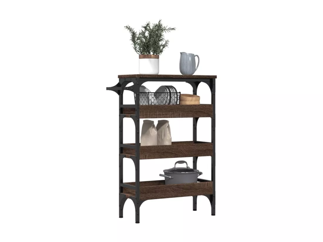 Chariot de cuisine chêne marron 53x20x76 cm bois d'ingénierie