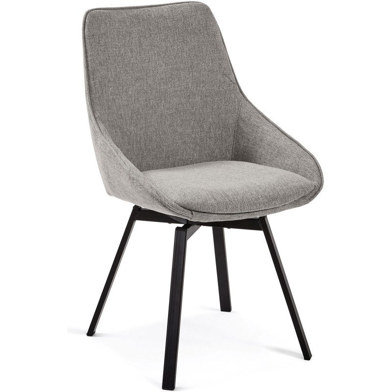 Chaise pivotante Jenna tissu - Dossier bas  - Pieds noir
