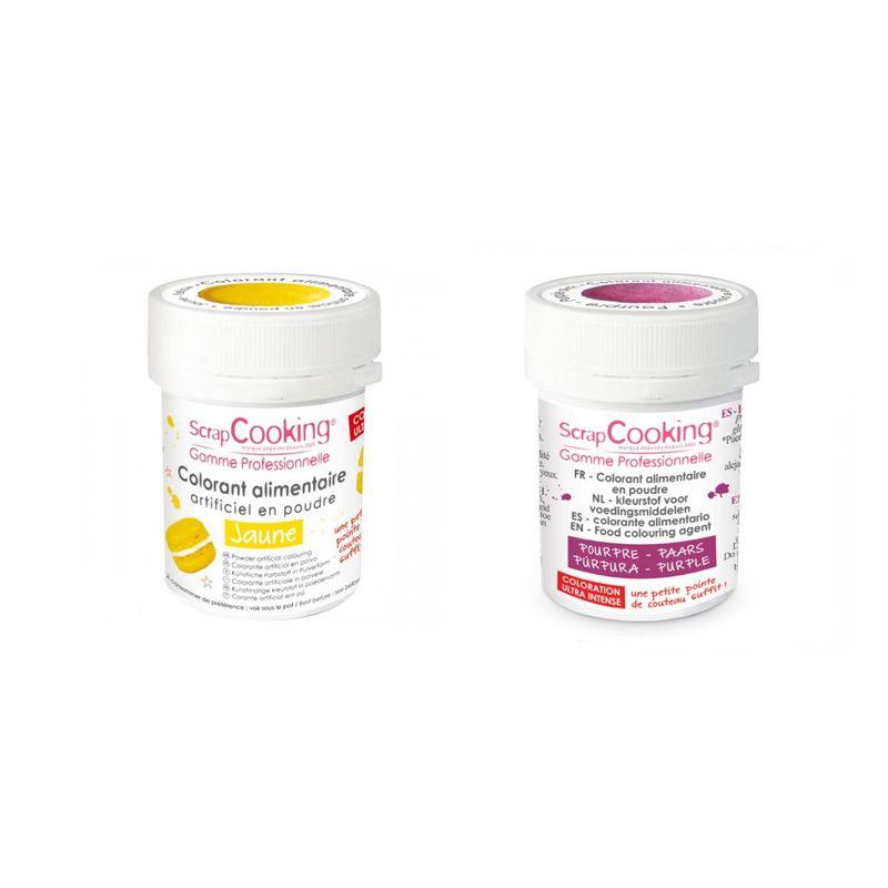2 colorants alimentaires en poudre - jaune-pourpre Scrapcooking
