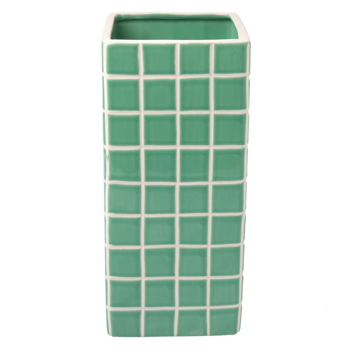 Vase mit Kachel-Muster hellgrün