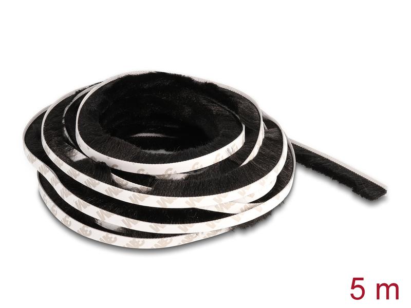 Delock Bürstenstreifen selbstklebend schwarz, 15mm - 5m Delock Bürstenstreifen selbstklebend 15 mm – Länge 5 m schwarz