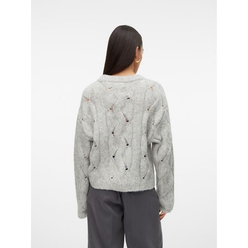 Vero Moda Lina Striktrøje, Light Grey Melange, S