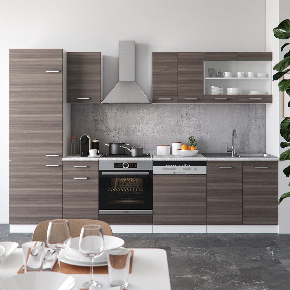 VICCO KÜCHE R-LINE 300 CM KÜCHENZEILE KÜCHENBLOCK EINBAUKÜCHE – EDELGRAU
