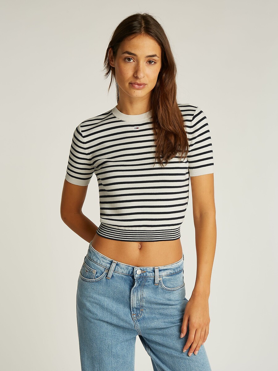 TOMMY JEANS<br>Suéter listrado de gola redonda