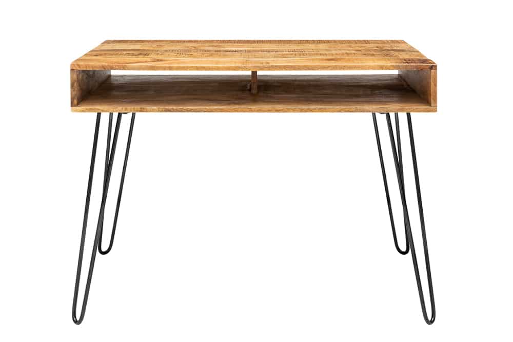 Massiver Schreibtisch SCORPION 100cm natur Mangoholz Hairpin Legs