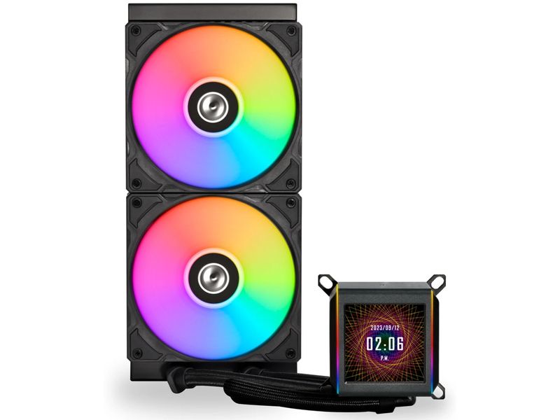 Lian Li Wasserkühlung Galahad II LCD 280 Schwarz Wasserkühler für Intel und AMD Prozessorsockel mit LCD-Display und RGB-Beleuchtung