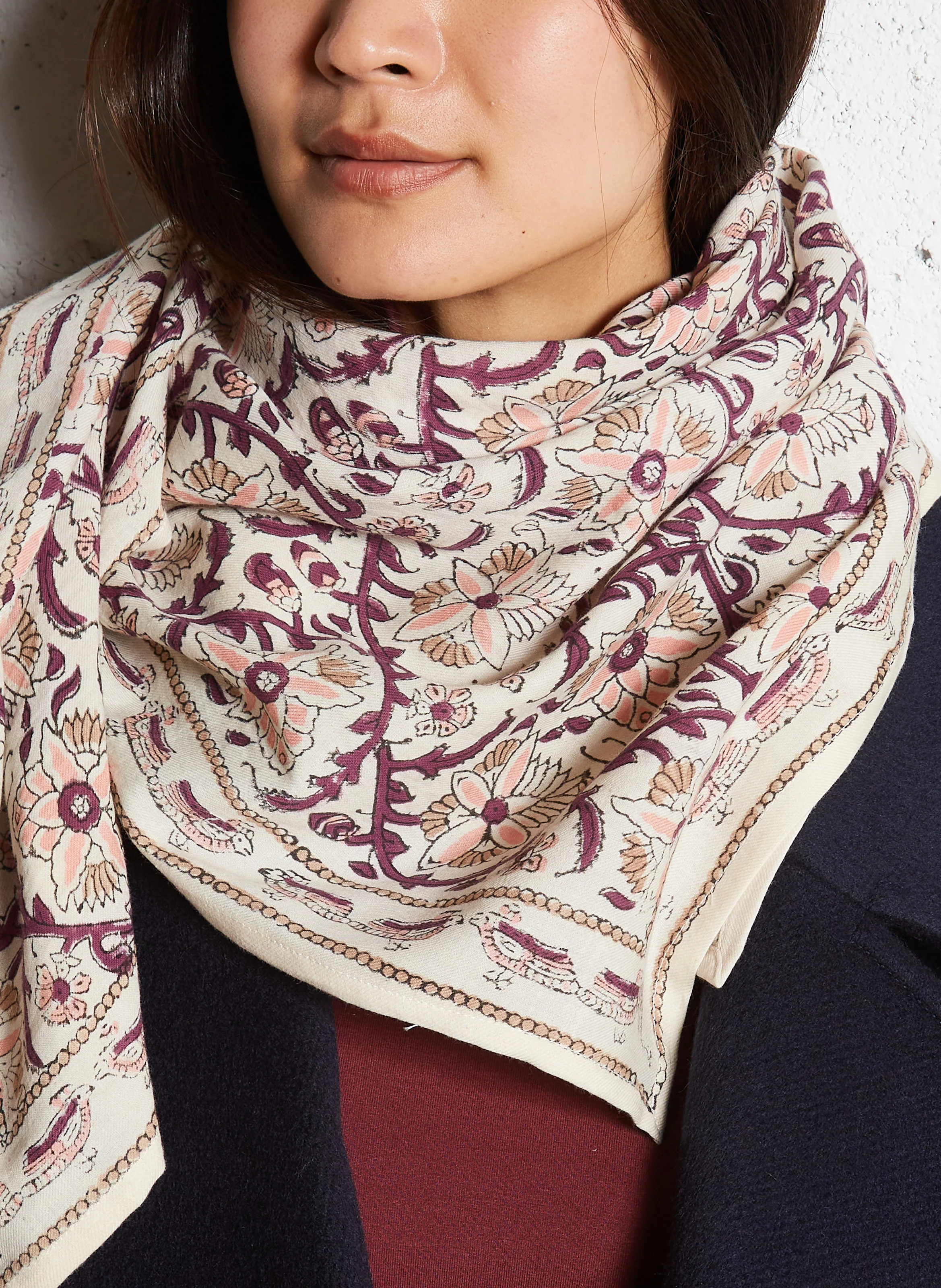 LATIKA - Foulard en coton imprimé | Beige