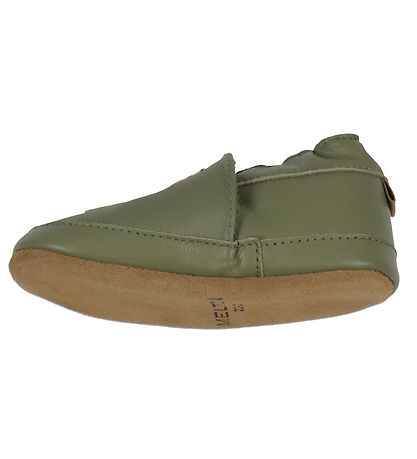 Melton Leder-Krabbelschuhe - Getrocknet Herb m. Leopard